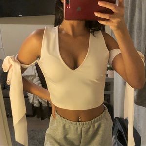 light pink top with adjustable arm ties